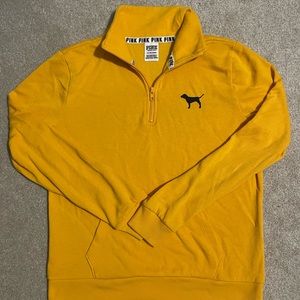 Women’s Victoria’s Secret PINK Quarter Zip Sweatshirt - Size Small Color Yellow